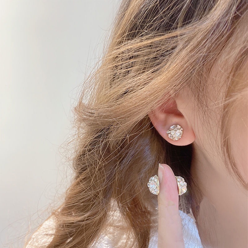 Anting Klip Magnet Tanpa Tindik Hias Zirkon Untuk Wanita