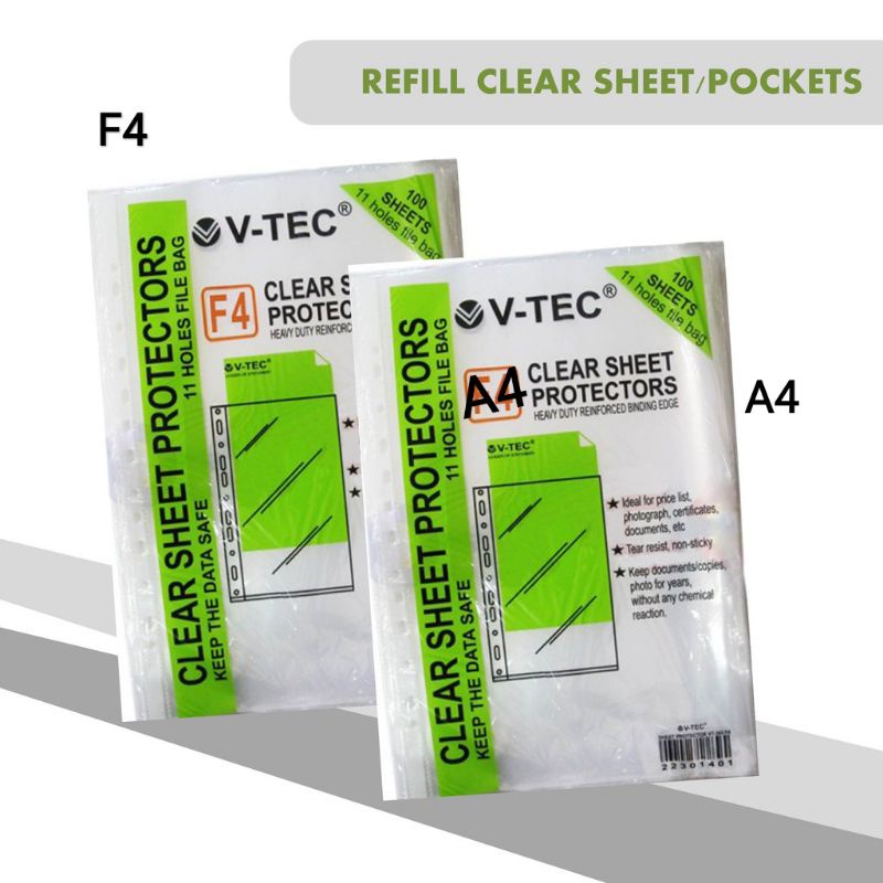 

Clear Sheet Protector A4 F4 11 Holes File Bag VTEC isi 100