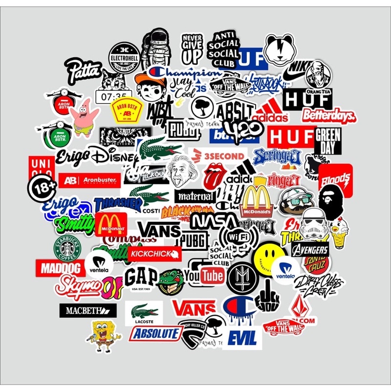 

(cod)sticker brand distro sudah potong random acak murah aja grosir murah distro sticker brand random