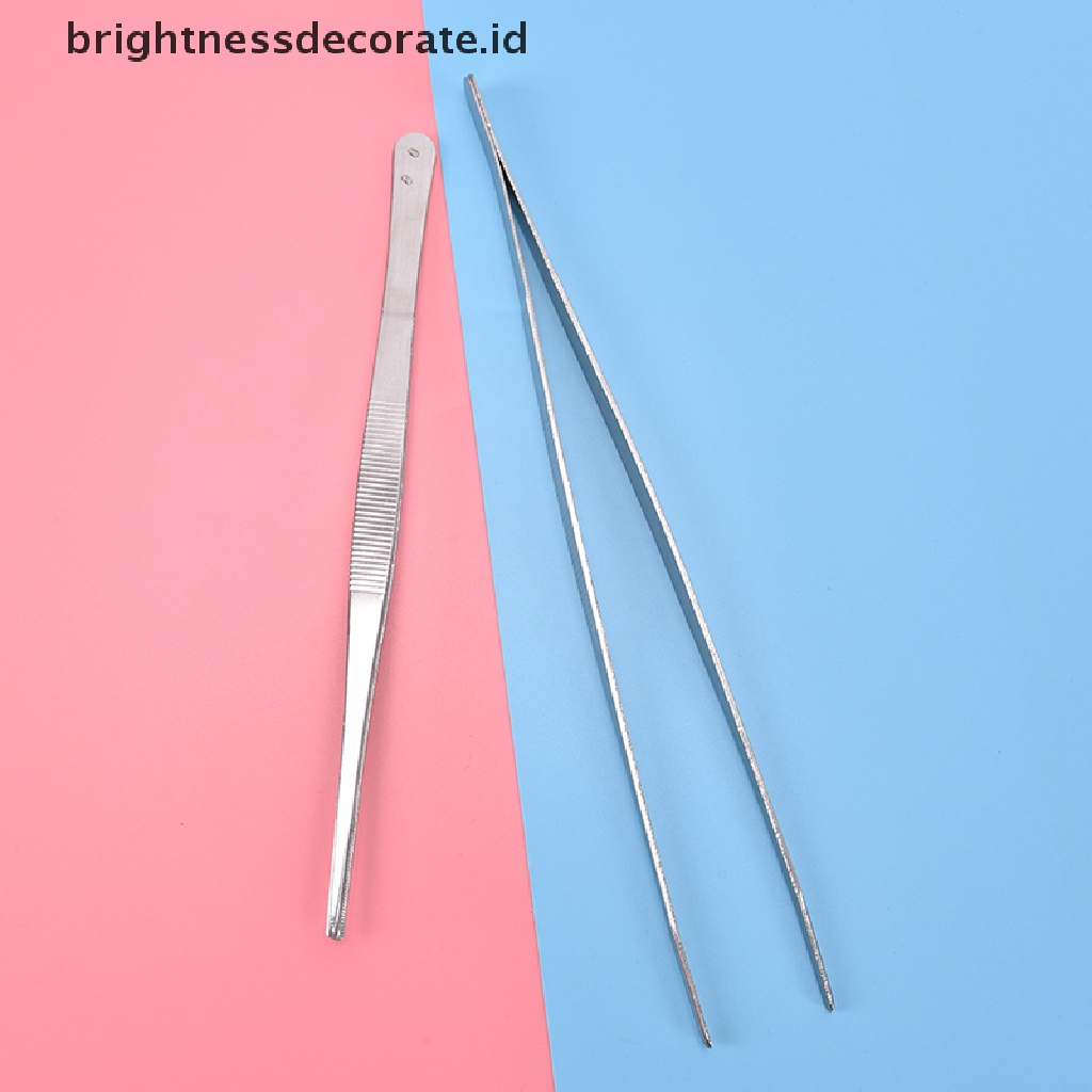 [birth] Silver Stainless Steel Long Food Tongs Straight Tweezers Kitchen Tool [ID]