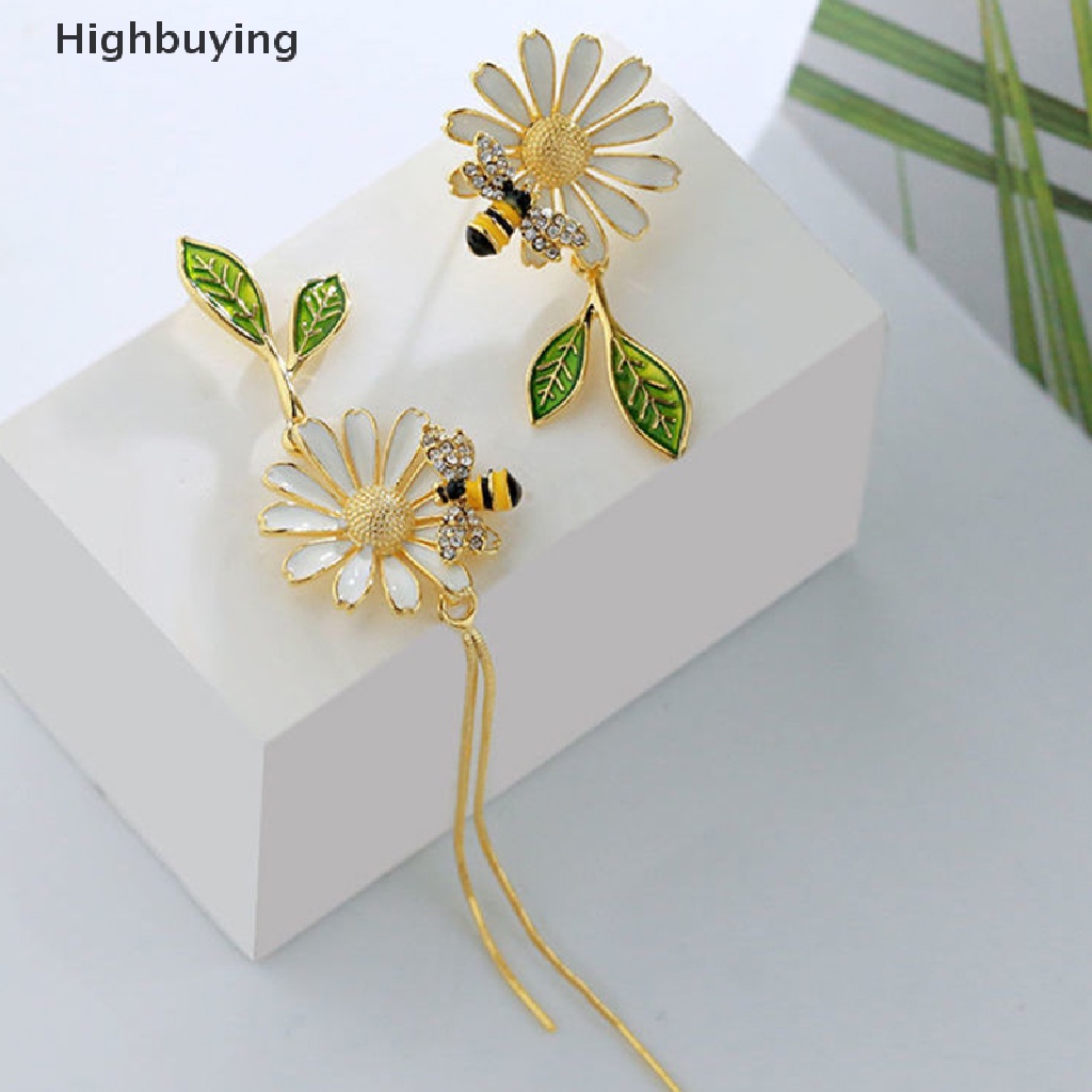 Hbid 2022 Anting Tusuk Bentuk Bunga Daisy / Lebah / Kupu-Kupu Hias Zircon Gaya Korea Untuk Wanita Butterfly