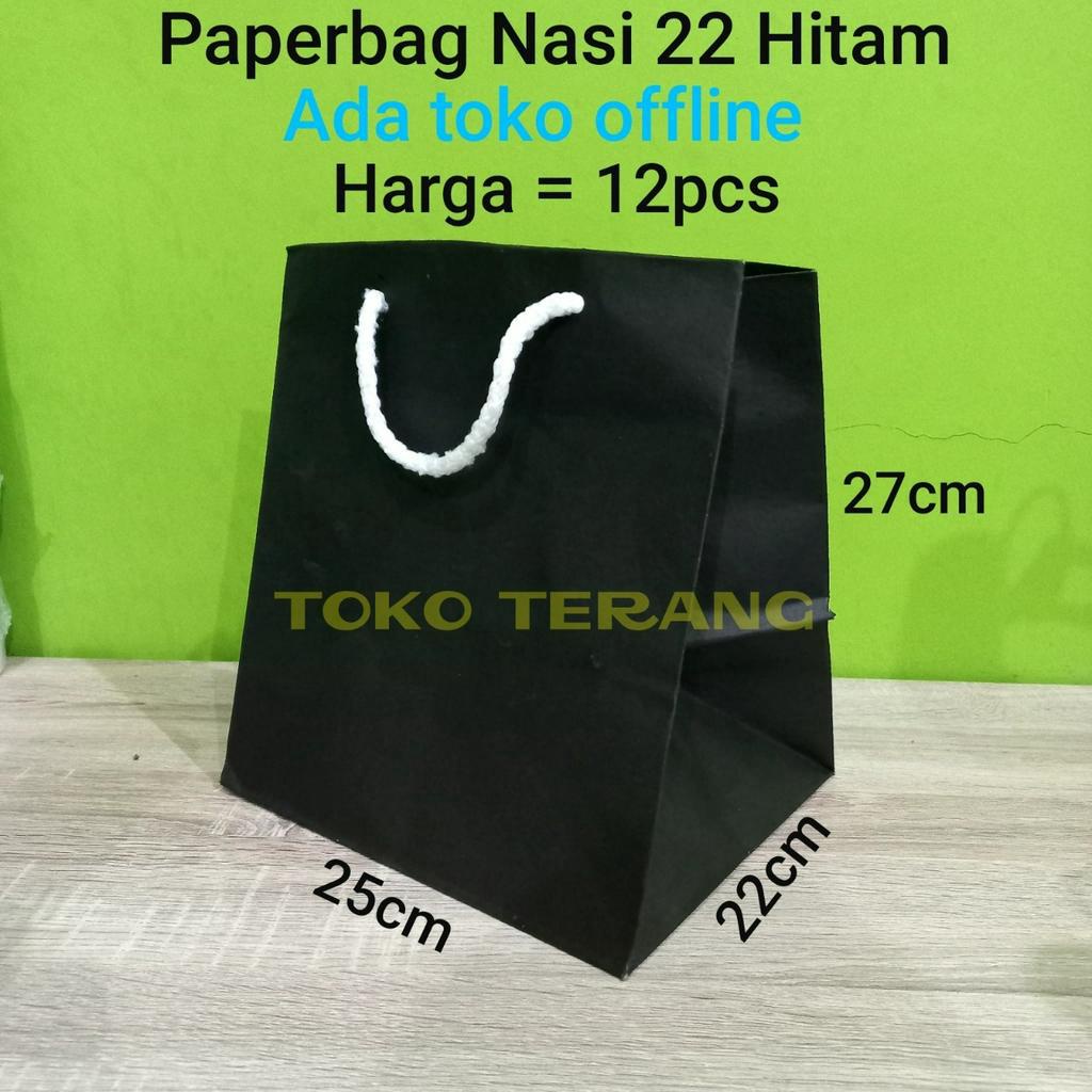 

Isi 12pc Paperbag 22x22 HITAM lusinan / tas kertas polos hitam 22x22 / tas kertas batik / paperbag dus nasi