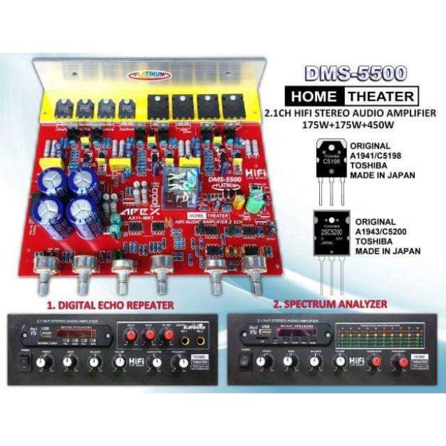 KIT POWER HOME TEATHER 2.1 CHANNEL + MP3 BLUETOOTH + SPECTRUM ANALYZER DMS-5500