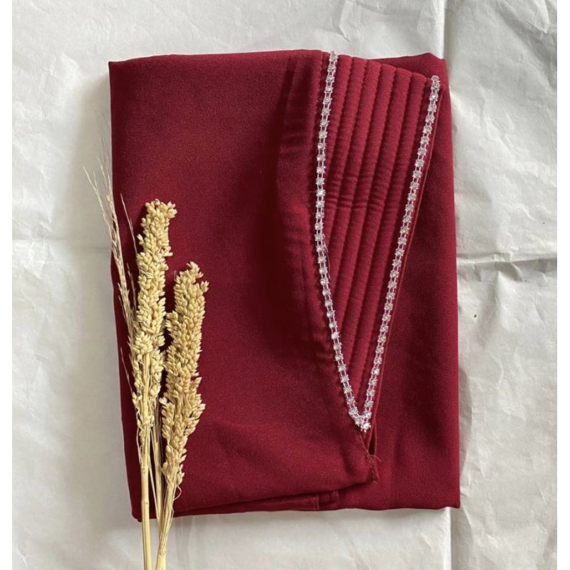 Pashmina Instan Tali Ped Busa Swarosky Diamond Super Pasmina Payet Pashtan Bando Realpicture PashmiaLesty-Maroon