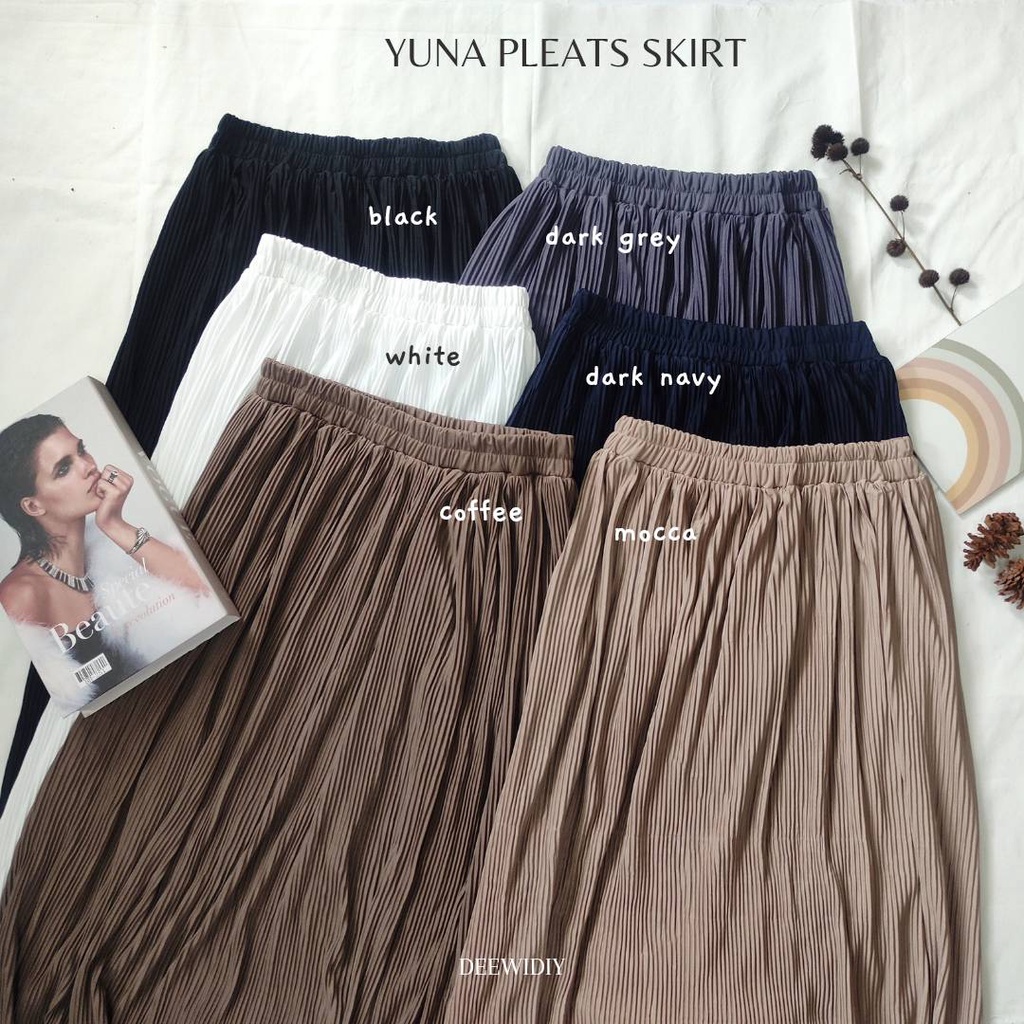 ROK PLISKET PANJANG PREMIUM / ROK KERJA WANITA /  BISA UNTUK FORMAL &amp; CASUAL - YUNA PLEATS SKIRT DEEWIDIY