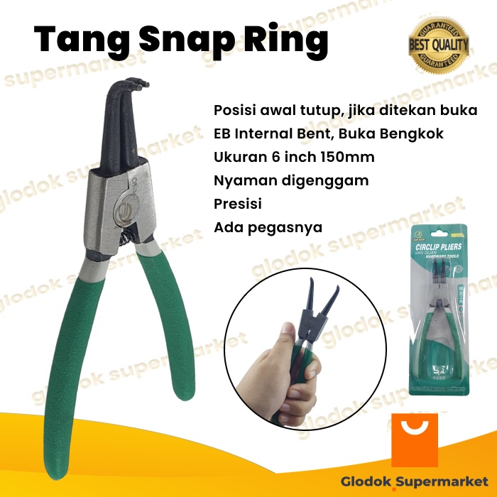 Tang Snap Ring Buka Bengkok 6 inch Per Circlip Pliers Snapring IB 150mm External Bent