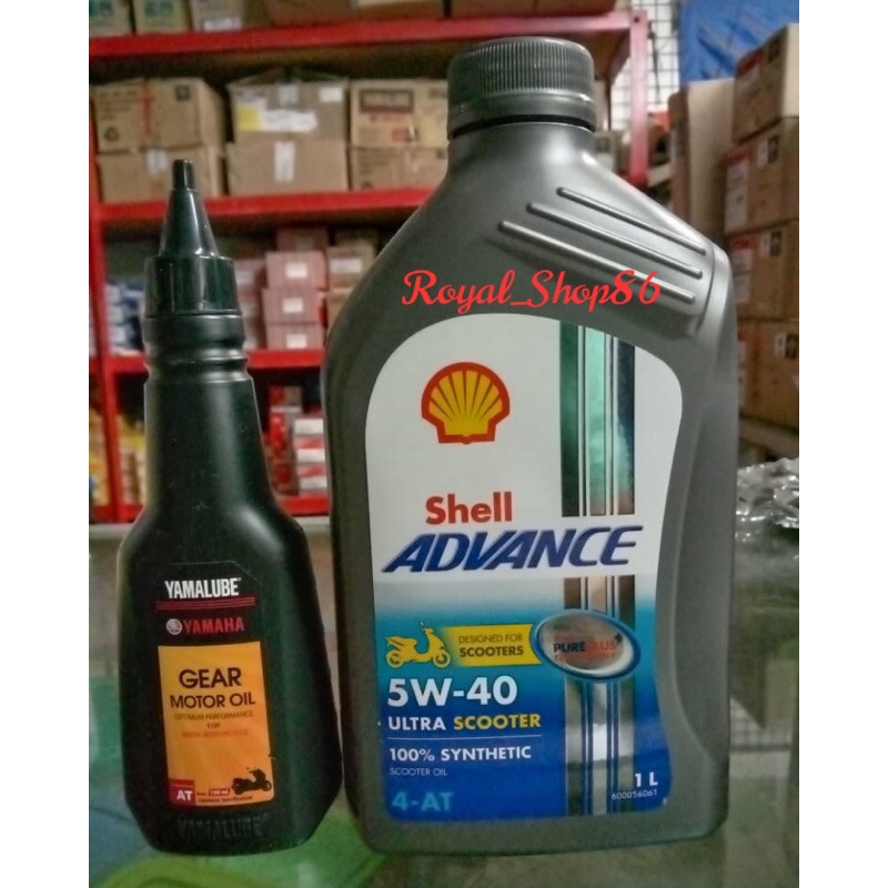 Oli Shell Ultra Matic Full Synthetic Sae 5w-40 1Liter &amp; Oli Yamalube Gear 150ml Original Paket Oli Motor Nmax Paket Oli Motor Aerox Paket Oli Motor Pcx Paket Oli Lexi Paket Oli Matic 150cc termurah Paket Oli Terlaris Paket Oli Original termurah