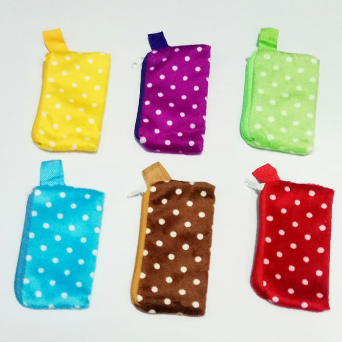 Dompet Mini polkadot Bulu Halus