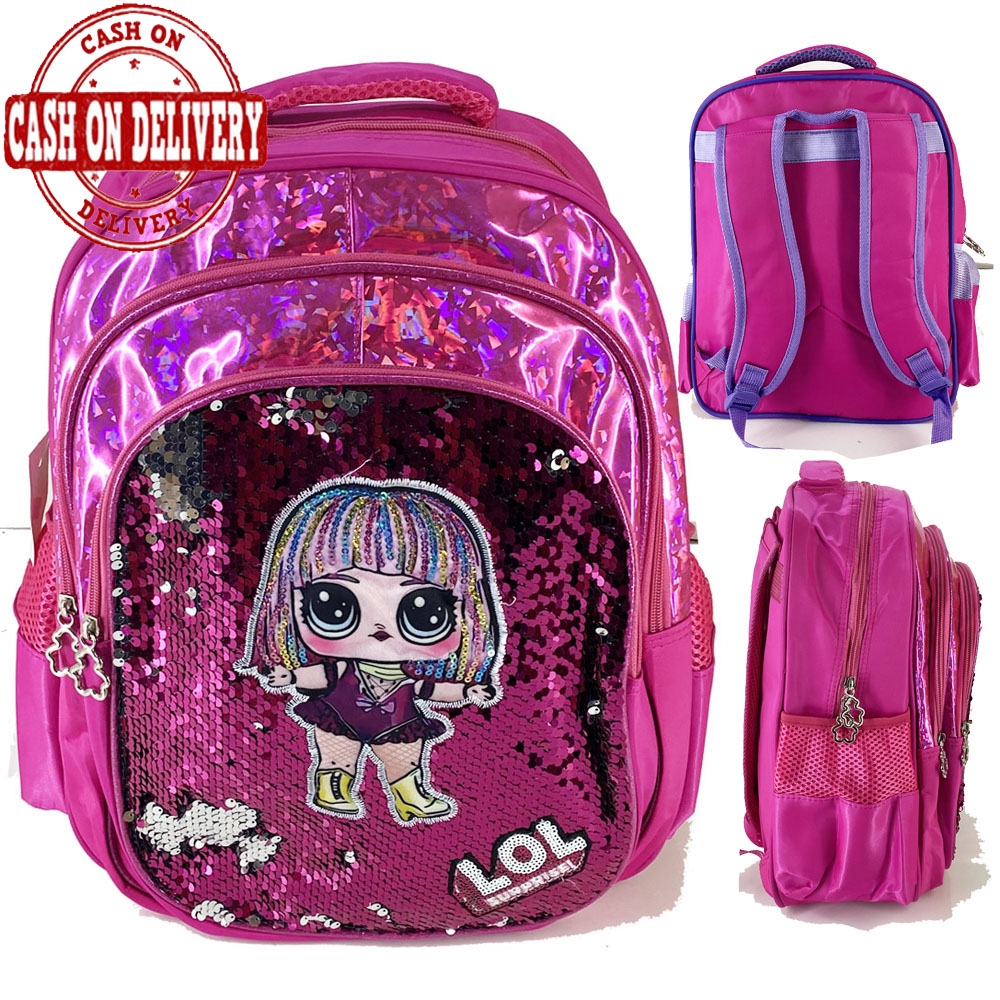 SEQUIN LAMPU Tas Ransel Sequin Lampu Tas Nyala UNICORN LED SD tas sekolah anak perempuan karakter