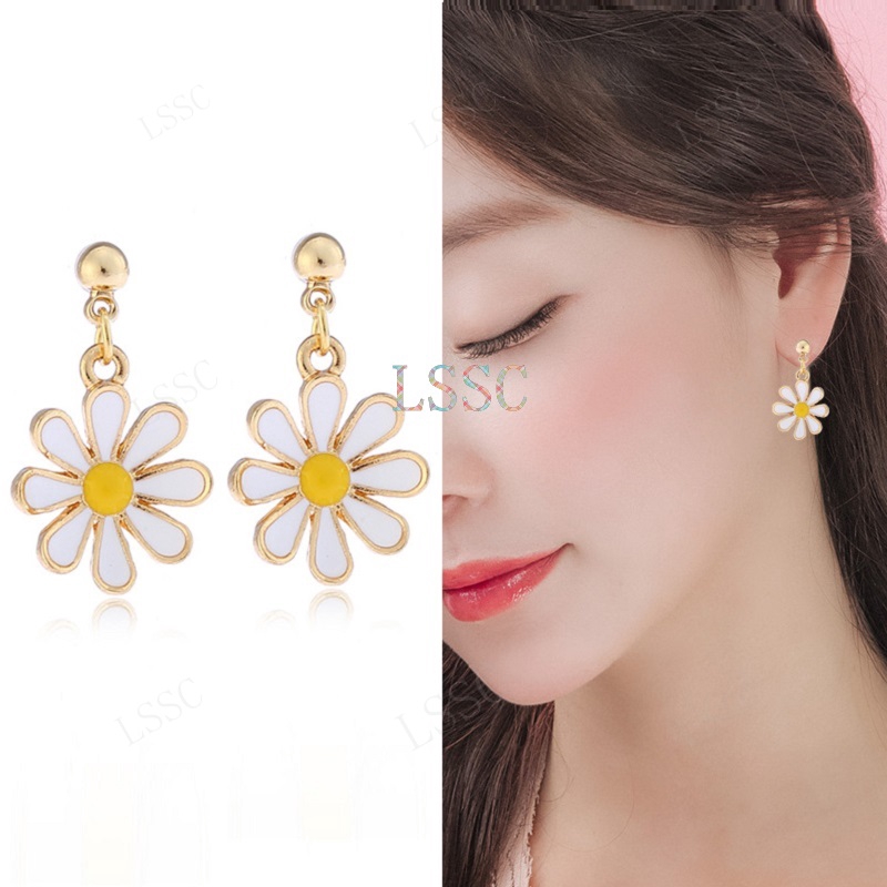 [Bayar Di Tempat] 2021 Korea Mode Bunga Daisy Anting Panjang Untuk Wanita Flower Earrings