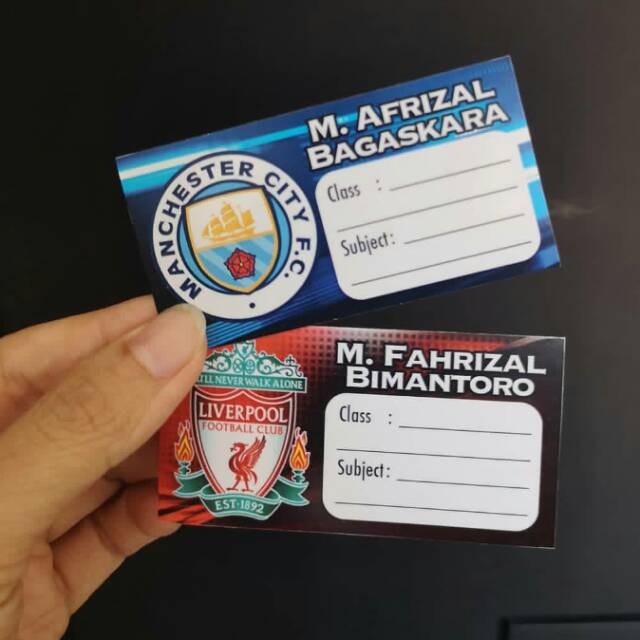 

Sticker Nama Buku Tema Klub Sepakbola 45 Pcs Football Club Custom Desain Full Color