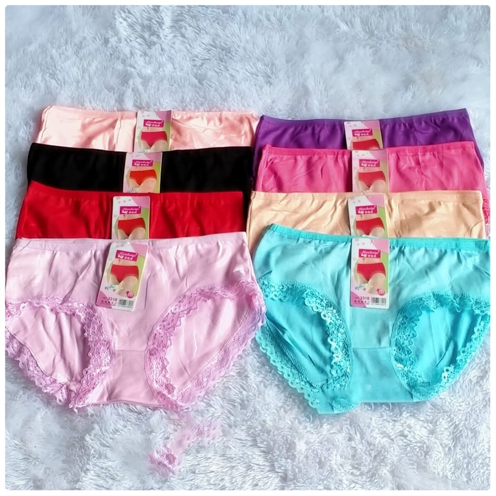 3 Pcs Celana Dalam Renda Wanita Dewasa - Model Brukat Size Kecil / Besar Mix Warna