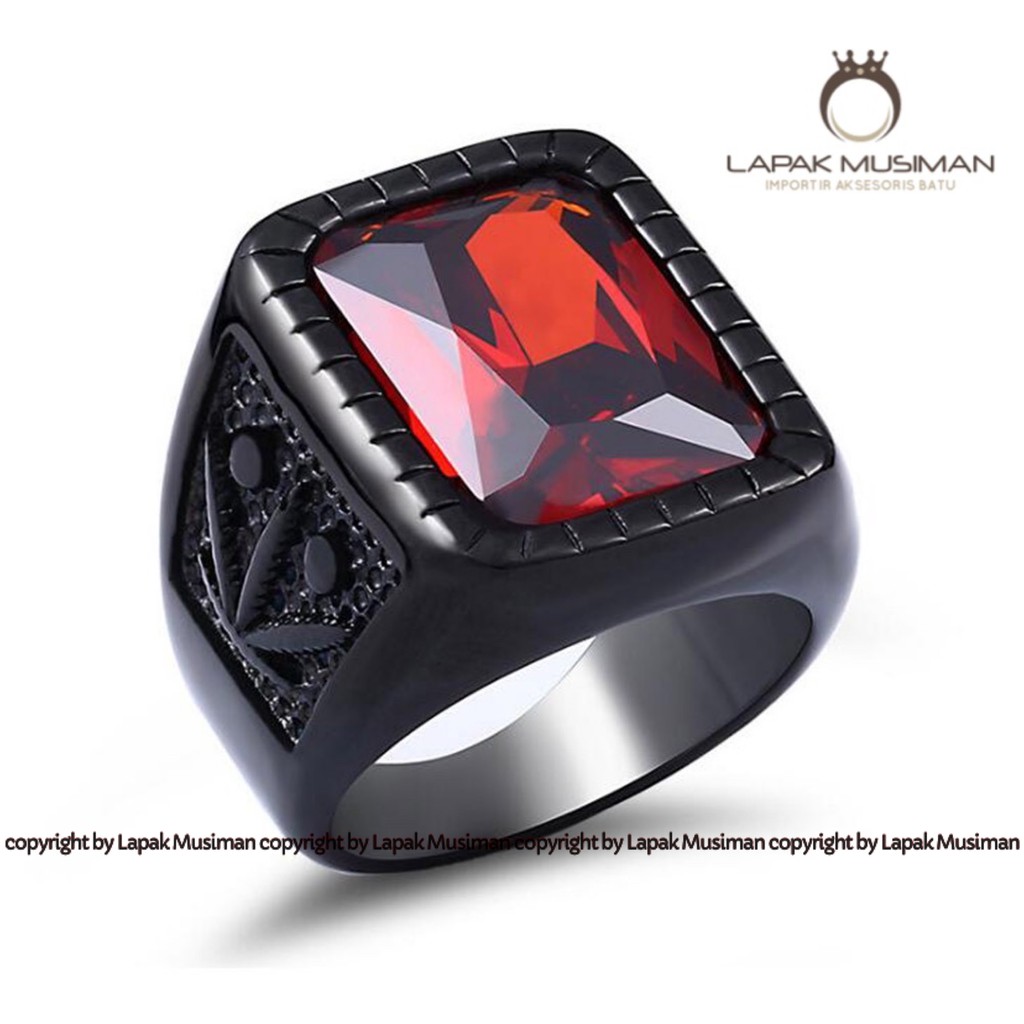 [Bayar di Tempat] Cincin Pria Batu Black Onyx Warna Hitam