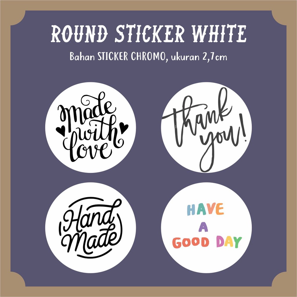 

STIKER BULAT WHITE SEGEL AMPLOP | STIKER HAMPERS | LABEL BOX OLSHOP | LABEL SOUVENIR | ROUND STICKER CHROMO