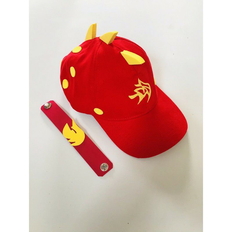 TOPI BOBOIBOY API MERAH LOGO BORDIR