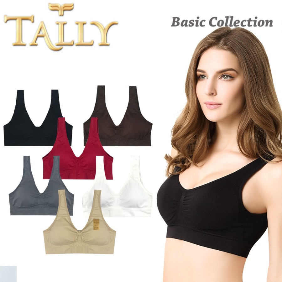 W38 Bra Tally Tanpa Kawat Rajut Busa Tipis Cup B