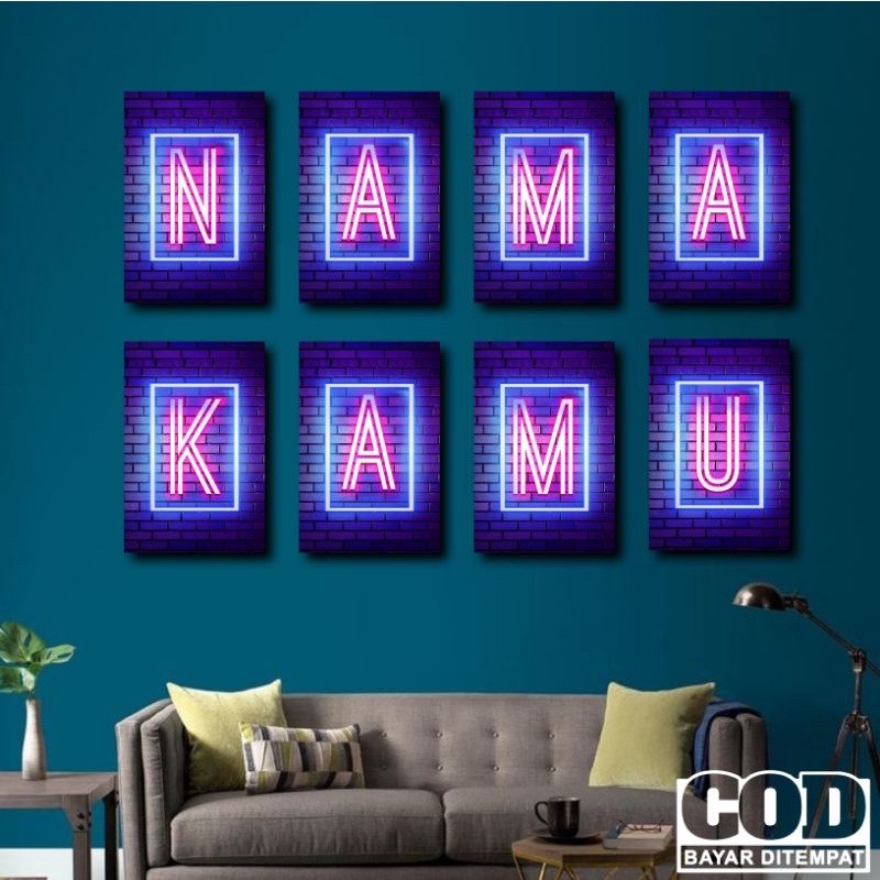 Pajangan Kamar Huruf Alfabet Neon Abjad Nama Aesthetic  / Hiasan Dinding Cowok Cewek / Poster Keren Murah Minimalis Request Custom Alphabet Wall Decor / Dekorasi Rumah Cafe Kantor Dapur