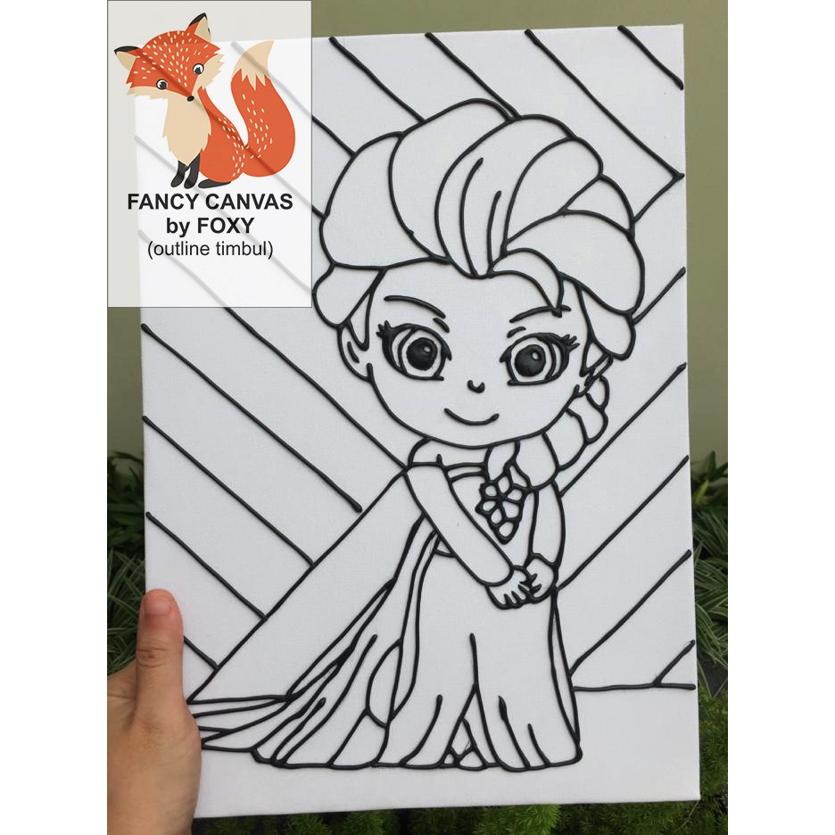 

TERBARU KANVAS LUKIS ANAK OUTLINE TIMBUL GAMBAR - ELSA FROZEN CHIBI PERALATAN MELUKIS CANVAS ANAK