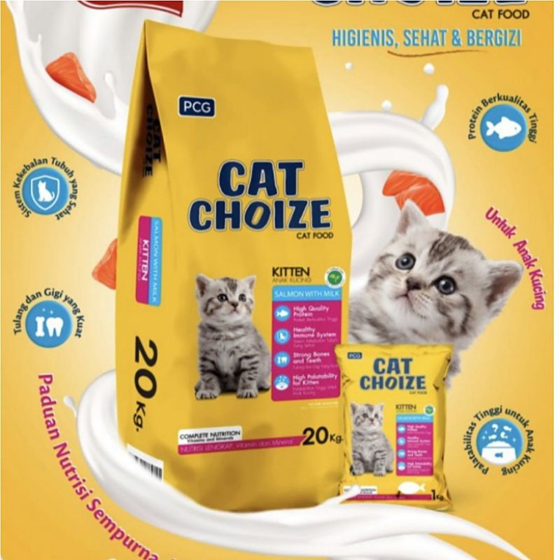 Makanan Kucing Kering Cat Choize Kitten Salmon with Milk Freshpack 20KG