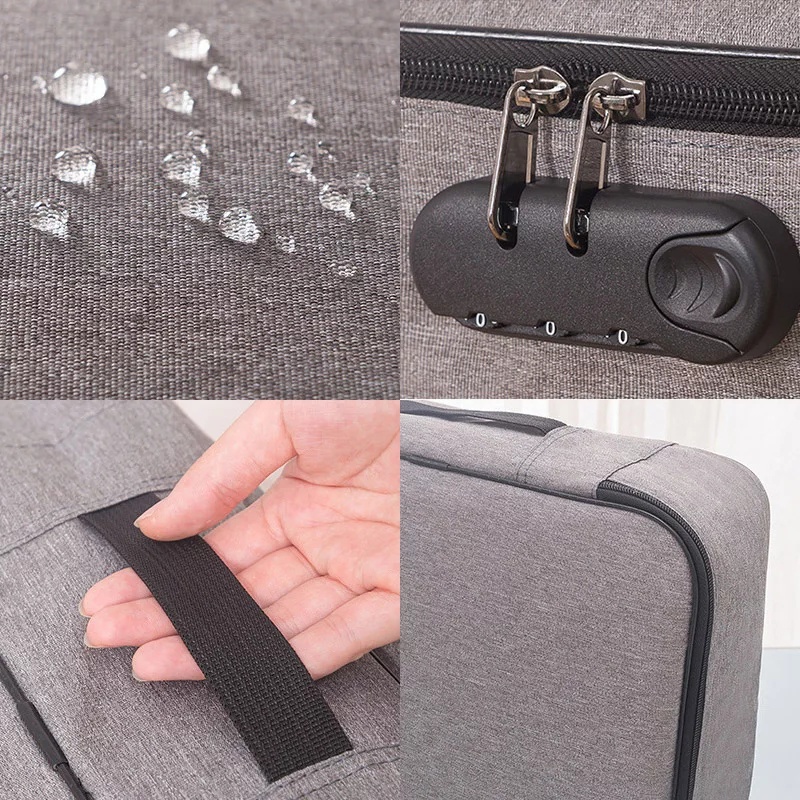 Tas Dokumen Tempat Penyimpanan File Travel Bag Storage Box dengan Digit Security Lock Anti Air
