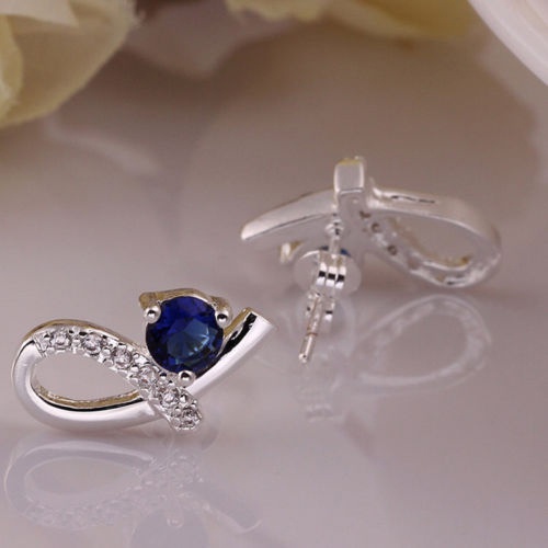 Hu Hu Hu Hu Hu Alat Bantu Pasang Kacamata♡ Anting Tusuk Lapis Silver Desain Simpul Hias Zircon Elegan Untuk Wanita