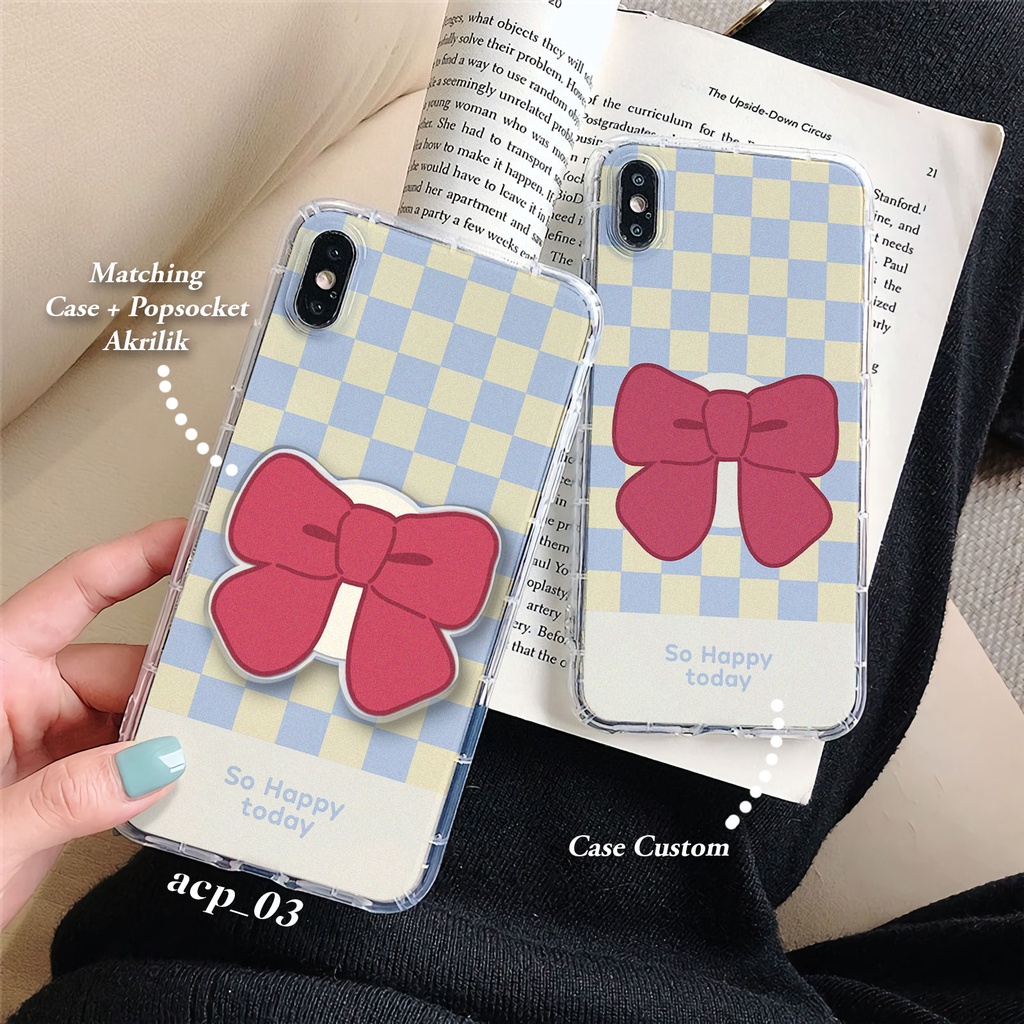 Custom Case Cute Korean Aesthetic Design Series With Pop Socket Softcase Anticrack / Blackmatte / Cl