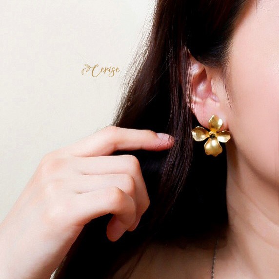 Deandra Earrings | Anting tusuk korea bunga emas gold cantik aksesoris wanita korean style trendy stylish