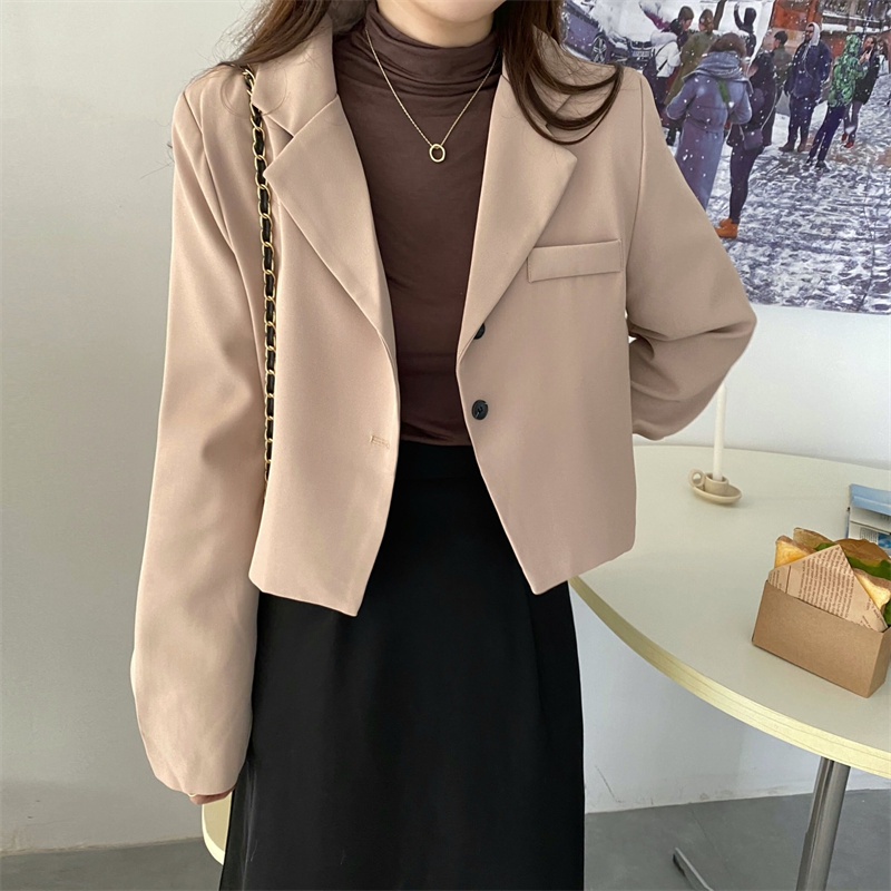[chaoo.id] V-neck korean style outer basic crop top jaket lengan panjang jaket wanita