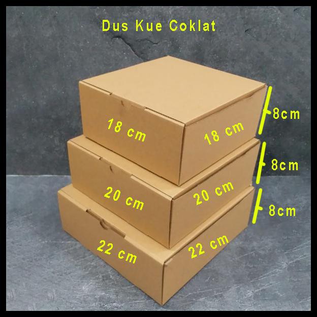 

Dus Kue Coklat 22X22 X8 / 10 Pc / Kardus Box 22 X 22