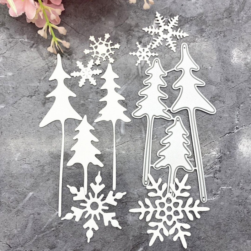 Zzz Cetakan Stensil Cutting Dies Motif Pohon Natal Bahan Metal Untuk Scrapbook / Craft DIY