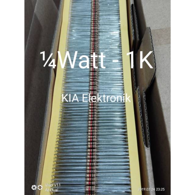 Resistor R ¼Watt 1k Seperempat Watt 1K 0.25Watt  1K 1/4watt 1kilo 1/4 watt 1 kilo Ori