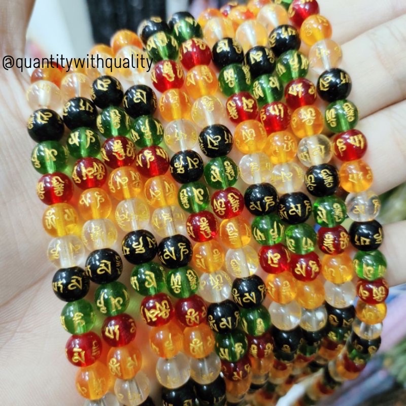 Batu Tibet Mantra Beads Agate Oak Guru Om Mani Padme Hum