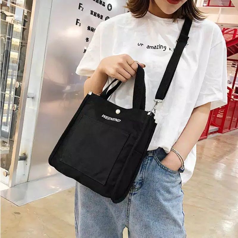 Medan Termurah KD022 Korean style Slingbag Fashion tas Canvas Premium import/Tas weekend