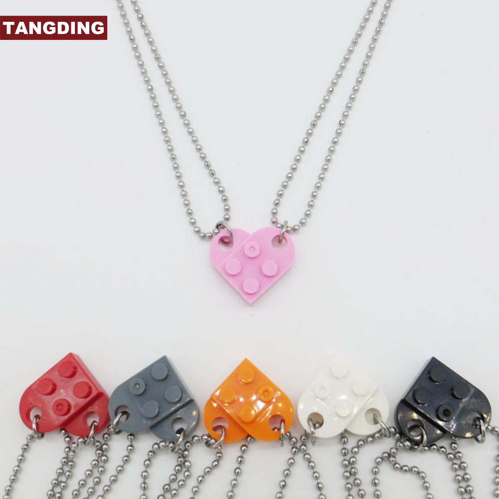 Kalung Liontin Batu Bata Bentuk Hati Model Lego Untuk Hadiah Valentine