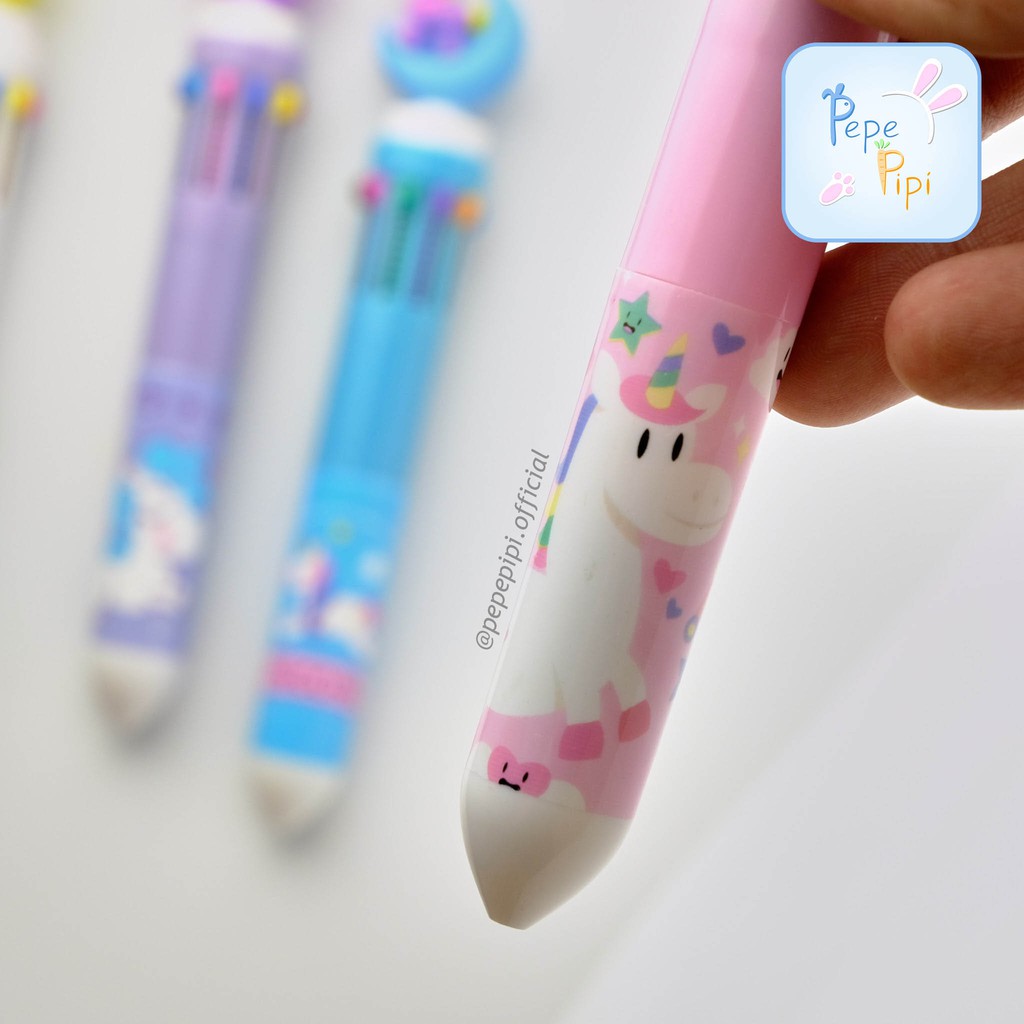 Pena Unicorn 10 Warna Pen Bolpen Pulpen Gelpen Karakter Murah Lucu