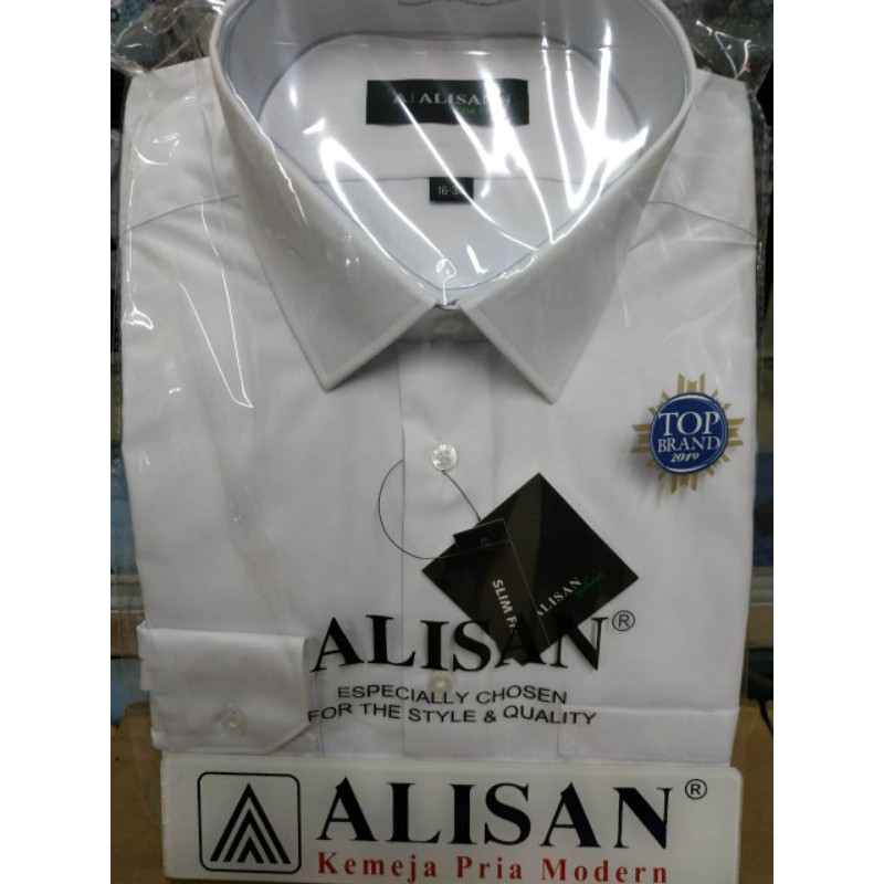 KEMEJA ALISAN SLIMFIT PUTIH LENGAN PANJANG ,SIZE 14-16