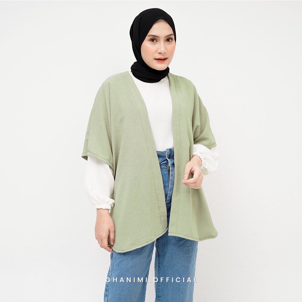 Ghanimi - Ayleen Outer / Outer polos lengan pendek katun crinkle / outer kondangan kekinian / outer casual formal daily / outer rompi murah