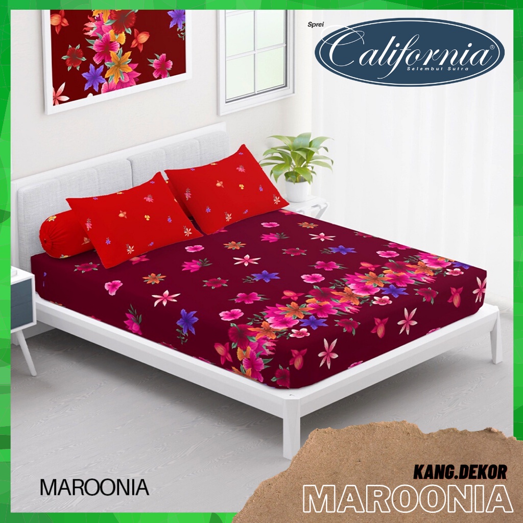 SPREI CALIFORNIA MOTIF MAROONIA QUEEN KING SINGLE SIZE 160X200 180X200 120X200 SPREI NO 1 2 3 MURAH 