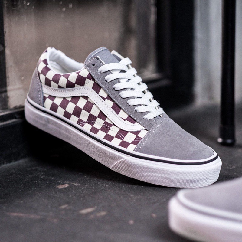 VANS OLDSKOOL CHECKERBOARD FROST GREY RHUBARB CLASSIC