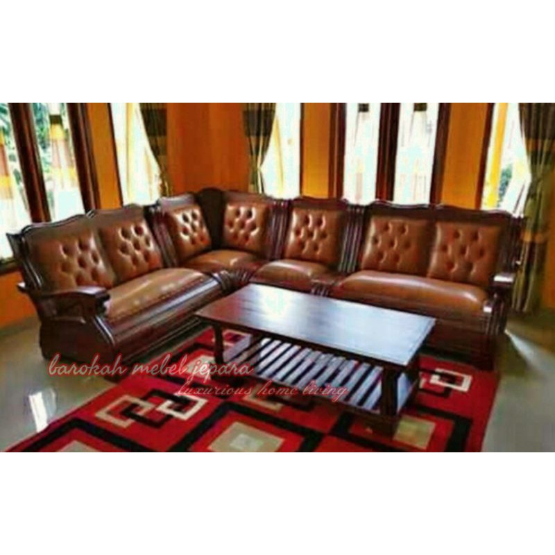Sofa Sudut Jati Gajah Jepara