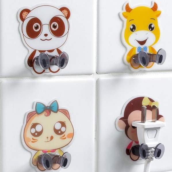 Gantungan Serbaguna HOLDER KABEL Gambar KARTUN HEWAN Lucu / Gantungan Lap Handuk Baju Sikat Kabel Hp