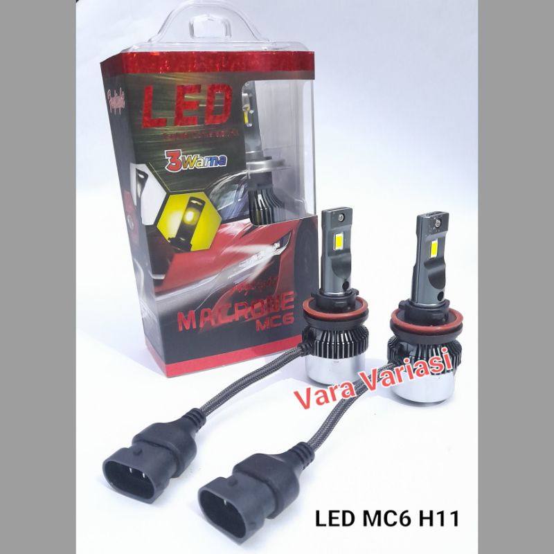 LAMPU LED FOG LAMP MACRON MC6 H11 / LAMPU KABUT FOGLAMP H11 MC6 3WARNA