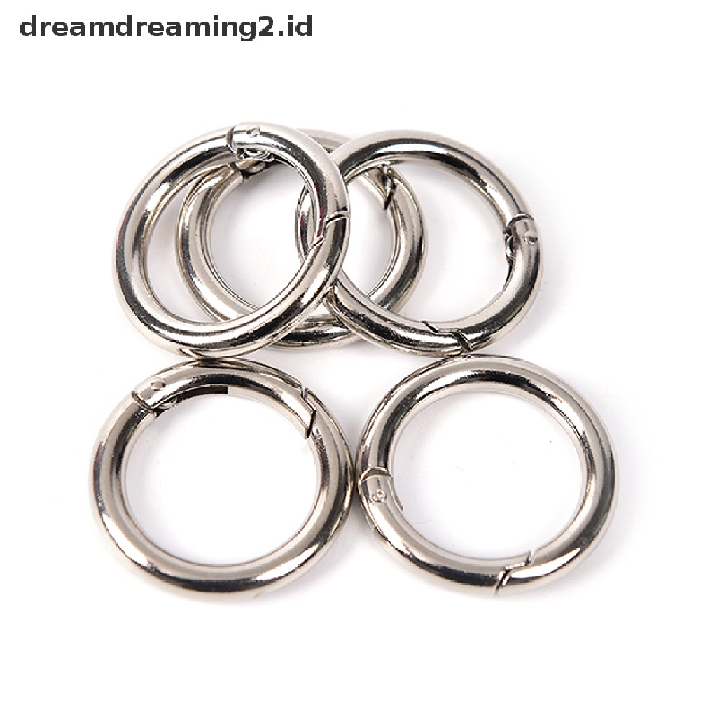 (Hot Style You Like) 5pcs Carabiner Bulat Bahan Metal Ukuran 35mm Untuk Outdoor