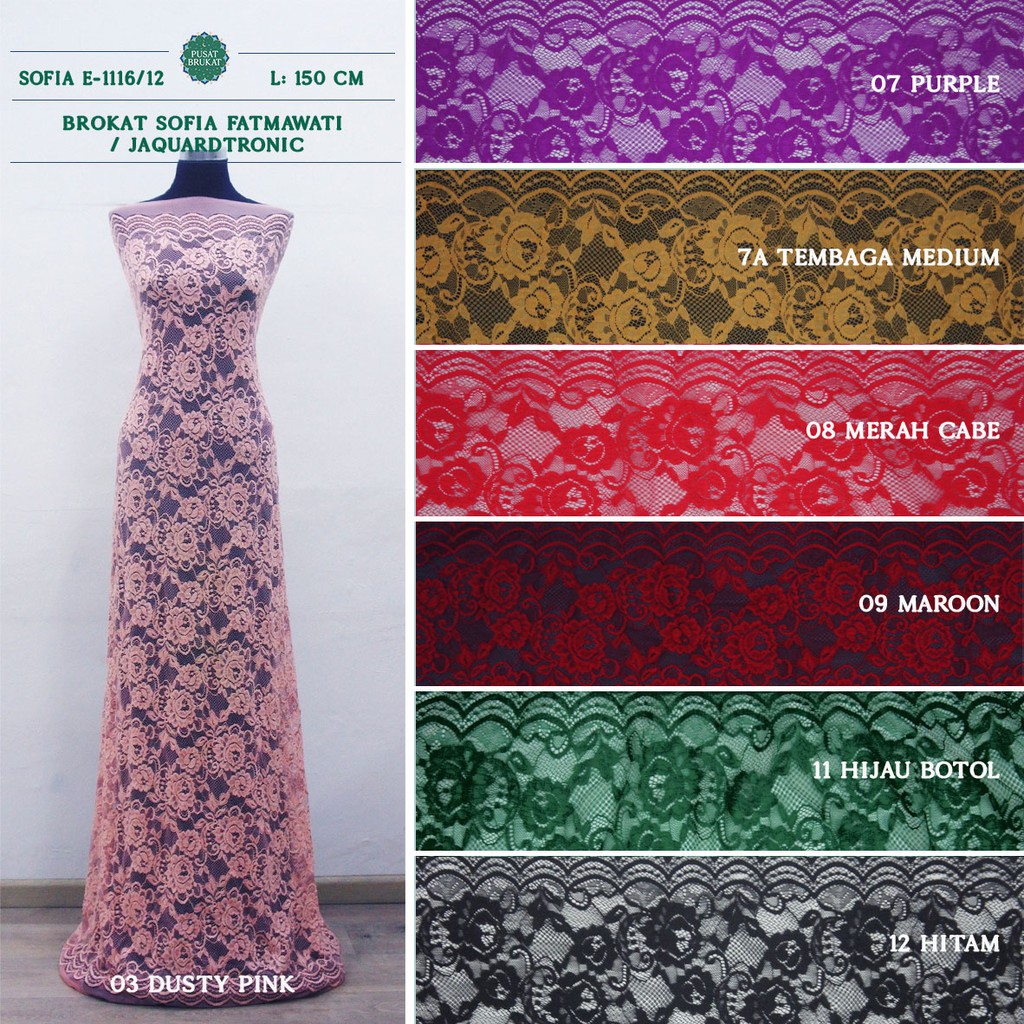 KAIN BRUKAT / BROKAT SOFIA FATMAWATI / JAQUARDTRONIC - SOFIA E-1116/12 - [harga per 0.5m]