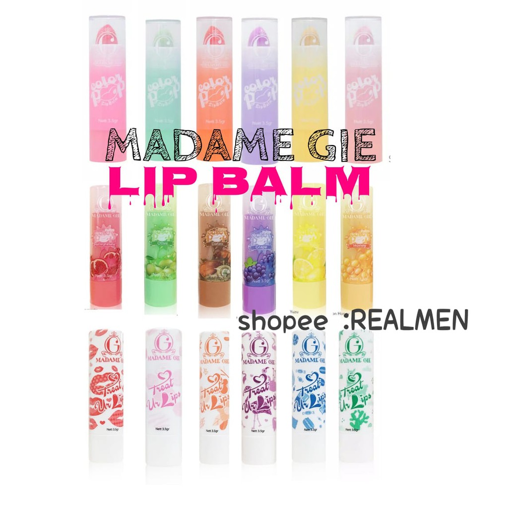 Madame Gie Color Pop Lip Balm &amp; fruity lip balm &amp; treat ur lips madame gi by GISEL - BPOM - ORIGINAL