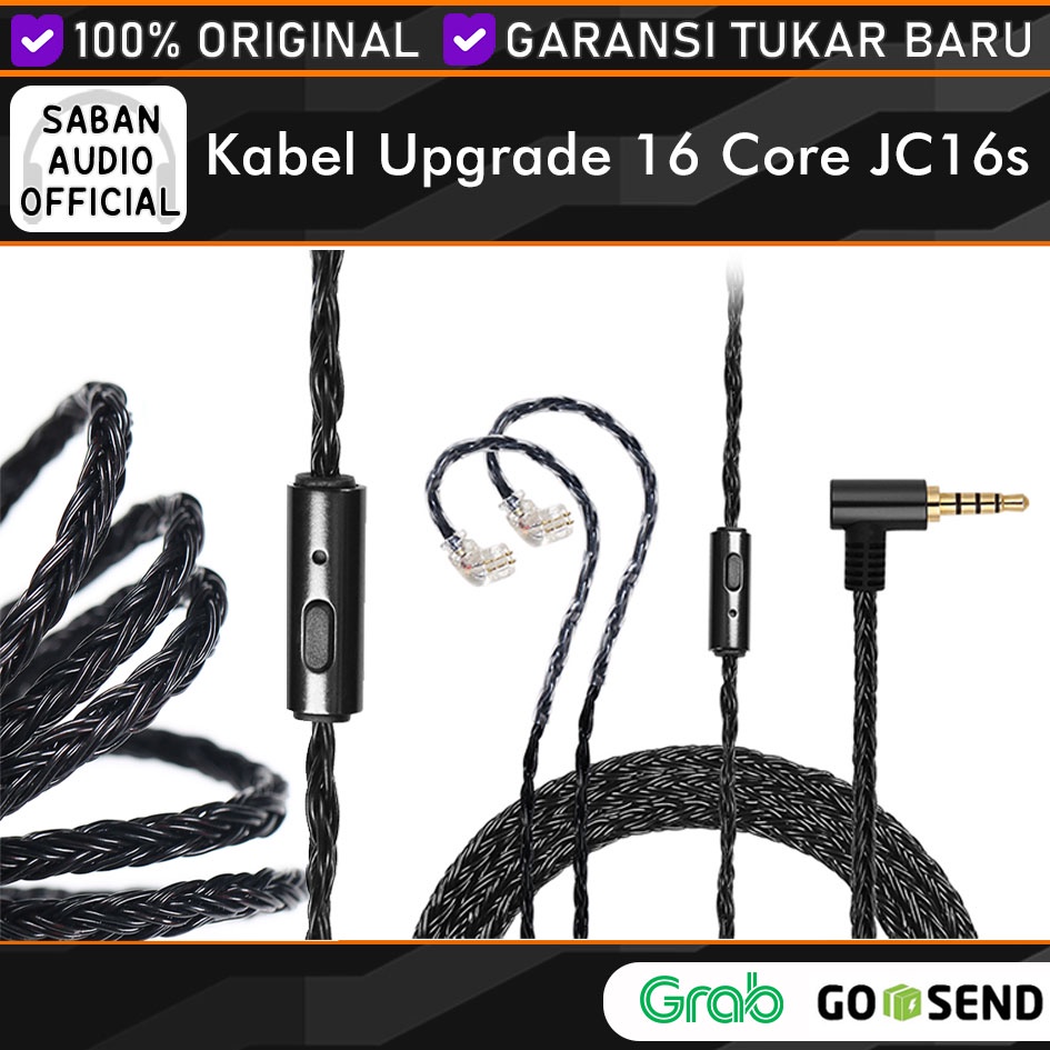 Kabel Upgrade JCally 16 Core with Mic JC16S with Mic Kabel KZ ZSN Pro Zst zs3 zs5 zsa zs6 ed12 edx zst x kz zsn pro x kabel kz zs10 zs10 pro zsx es3 trn mt1