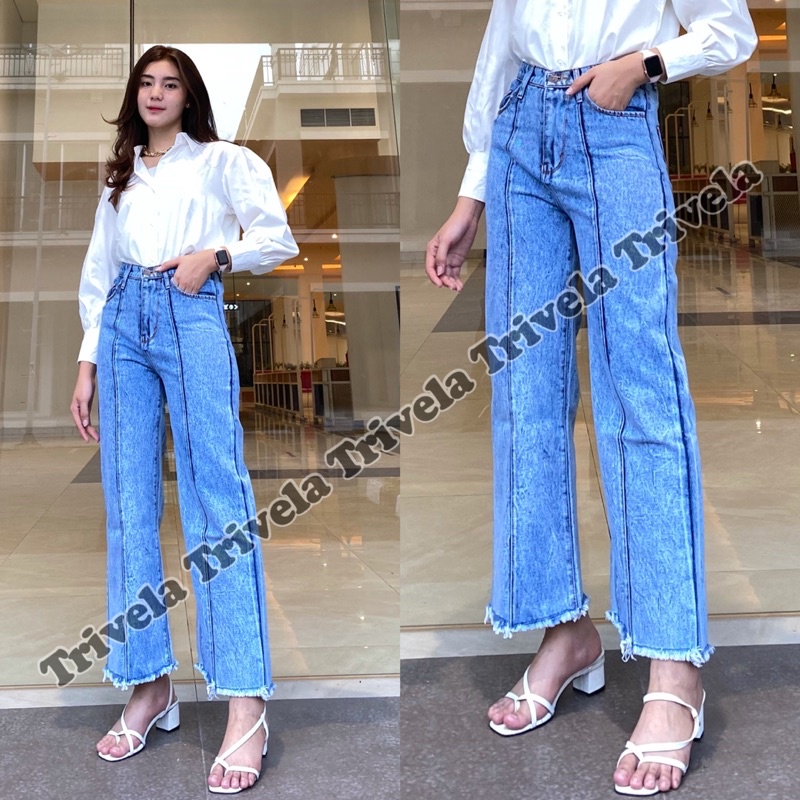 Kulot Tulang Rawis  / Front Line Cullotes Jeans Wanita