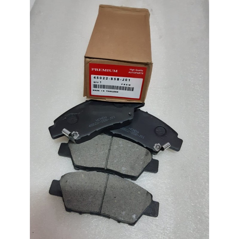 45022 S5B Premium Brake Pad Kampas Rem Depan Honda Civic Ferio 1996-2000 Es VTIS Century 2001-2005 Jazz S RS GE8 2009-2013 GK5 2014-2021 City GM2 GM6 Mobilio 2014-2020 Freed 2010-2015 Stream 1.7 1700cc 2002-2006