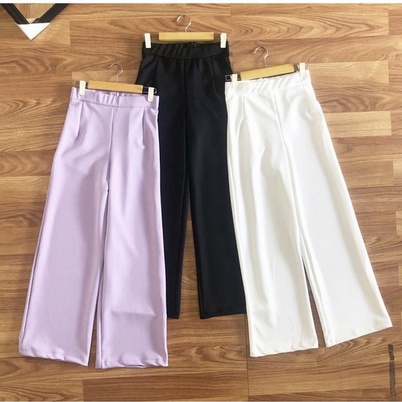 ilook | Kulot Leony Pants Panjang Polos | Bahan Creap - Fit to L