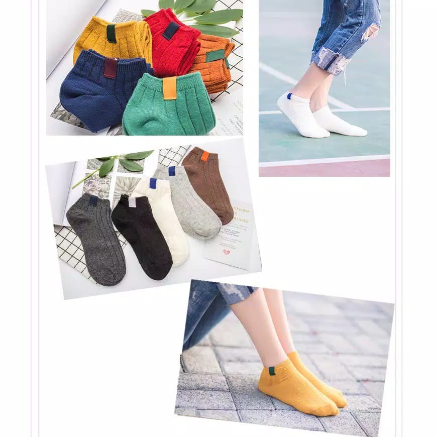 ZAYKA== Kaos Kaki Fashion Garis Atas Wanita Pria Murah Semata Ankle Socks Pendek Trend Korean